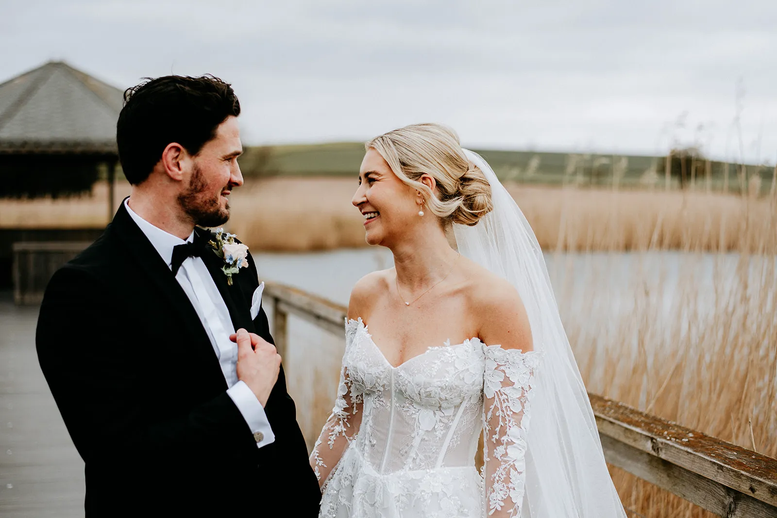 Quantock Lakes Wedding Venue candid couple laughter