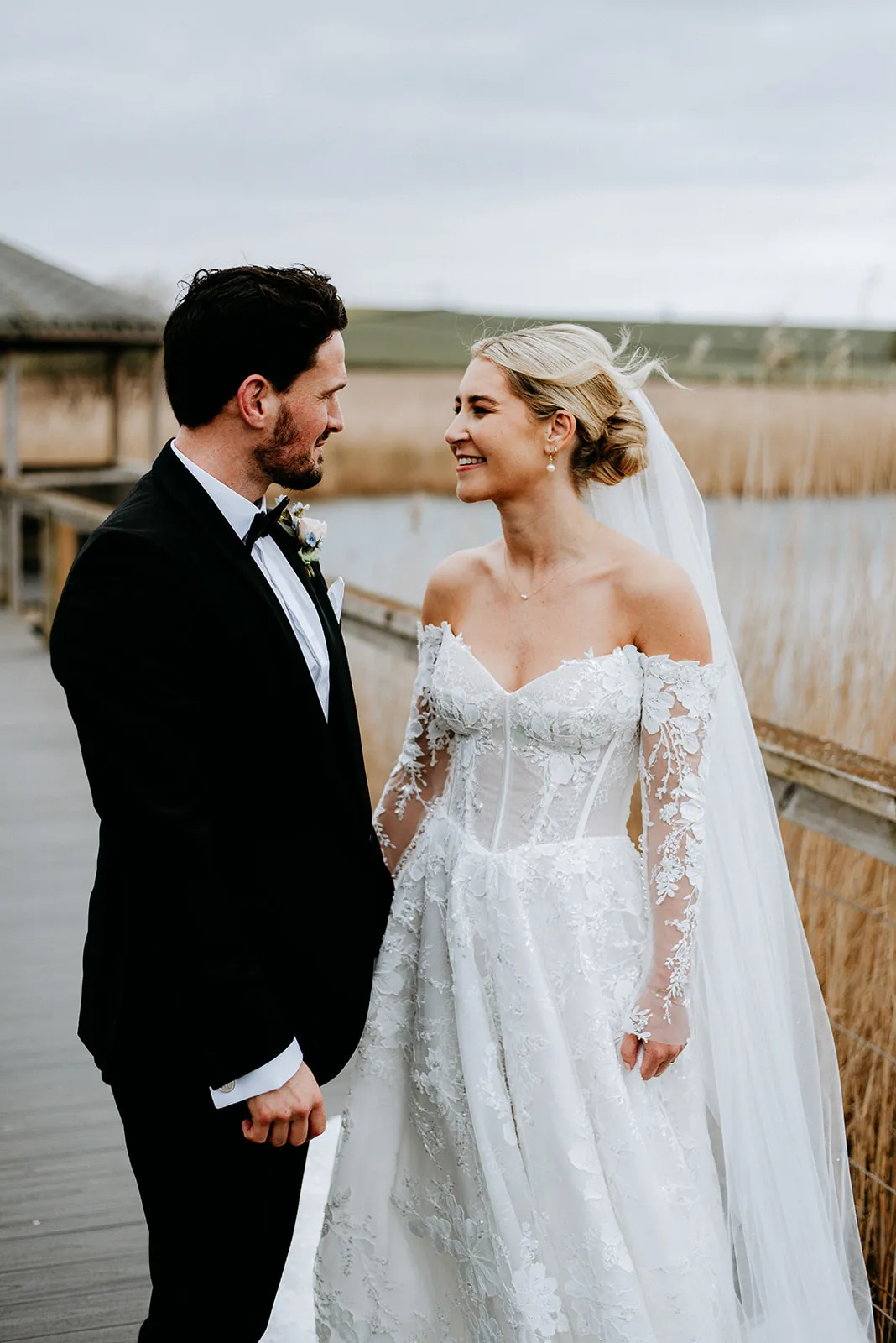 Quantock Lakes Wedding Venue couple portrait smiling