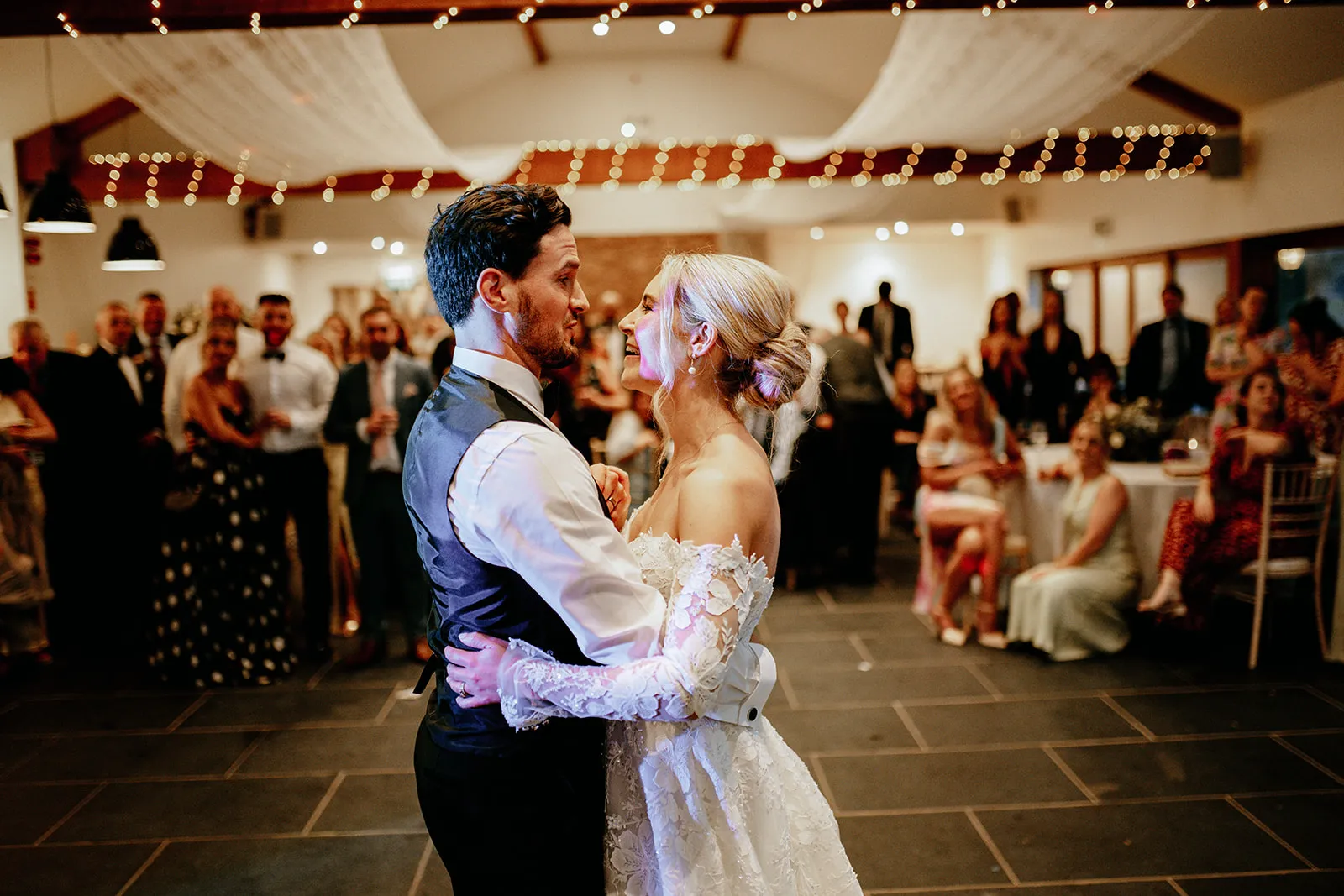 Quantock Lakes Wedding Venue wide first dance shot