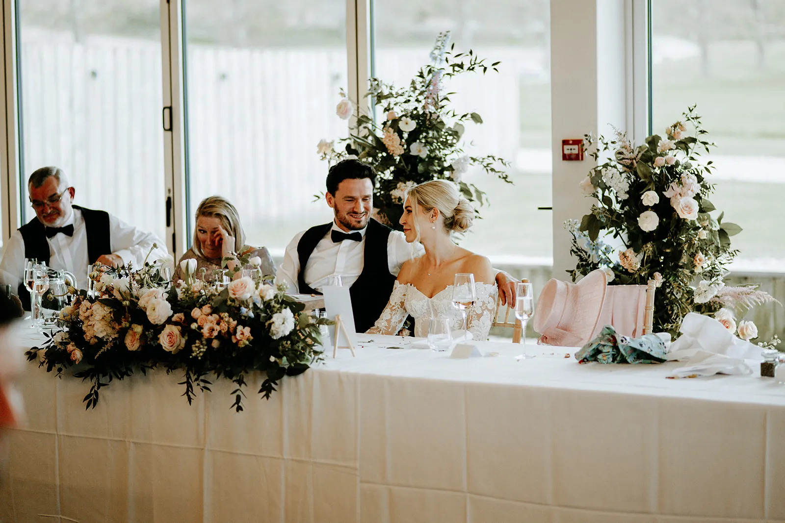 Quantock Lakes Wedding Venue couple at top table