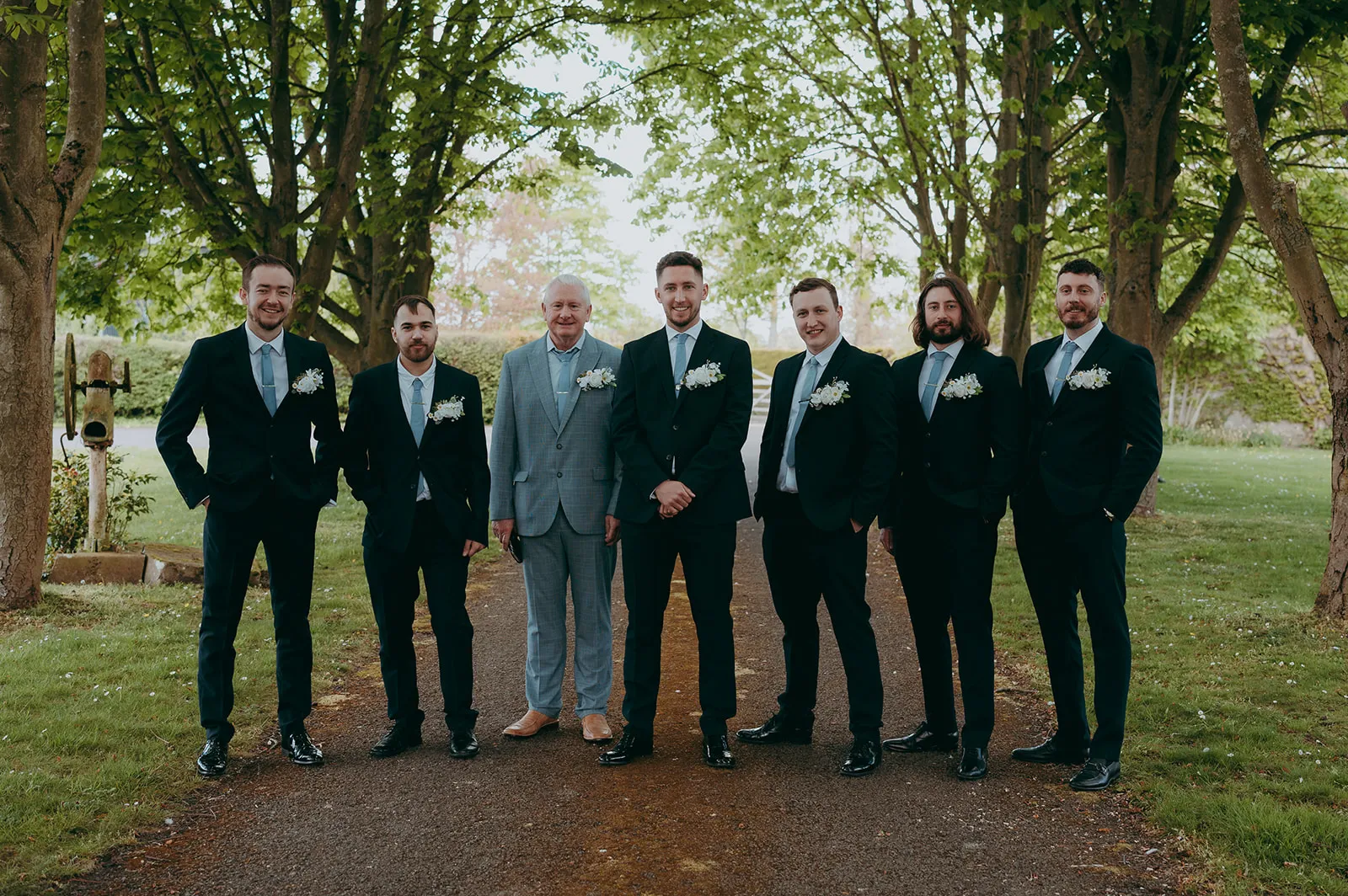 Swynford Manor full groomsmen group posed