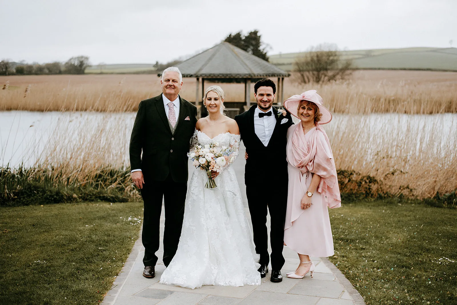 Quantock Lakes Wedding Venue parents with couple