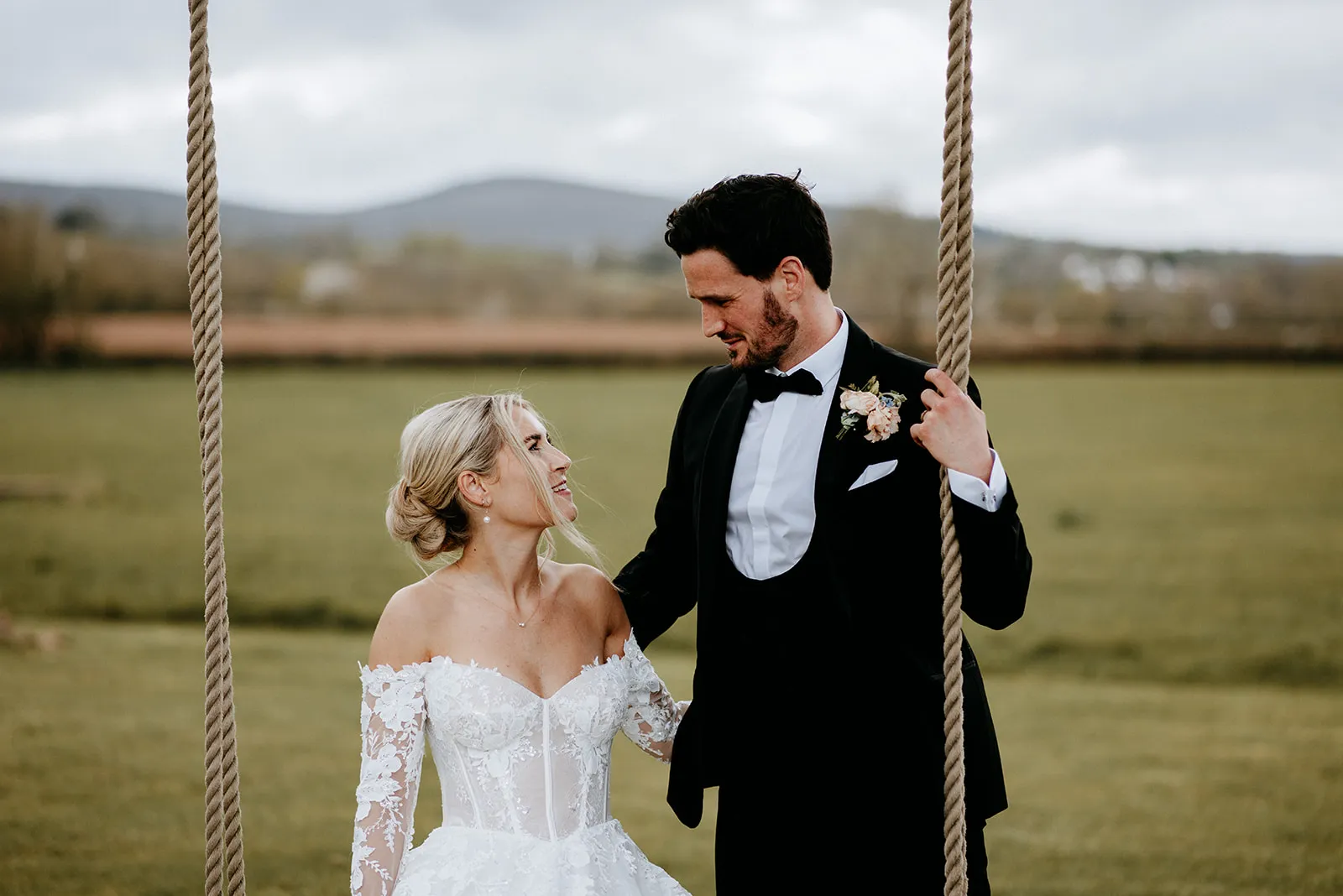 Quantock Lakes Wedding Venue couple portrait laughing
