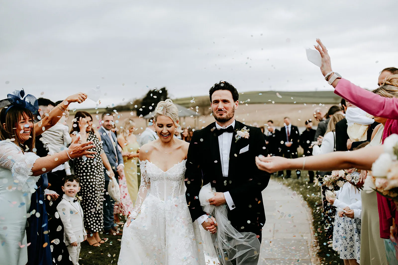 Quantock Lakes Wedding Venue confetti exit celebration